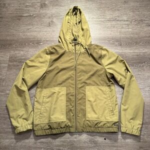 Volcom Jacket Mens Medium Green Windbreaker Full Zip Drawstring Skate Lined